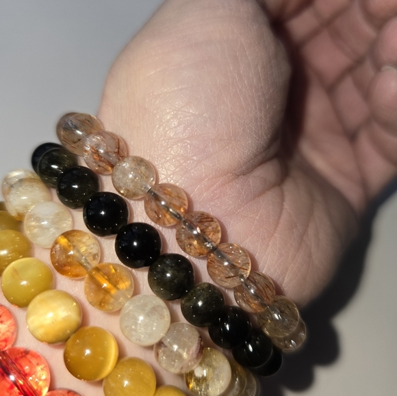 8mm Black Golden Super Seven Bracelet - Picture 10 of 12